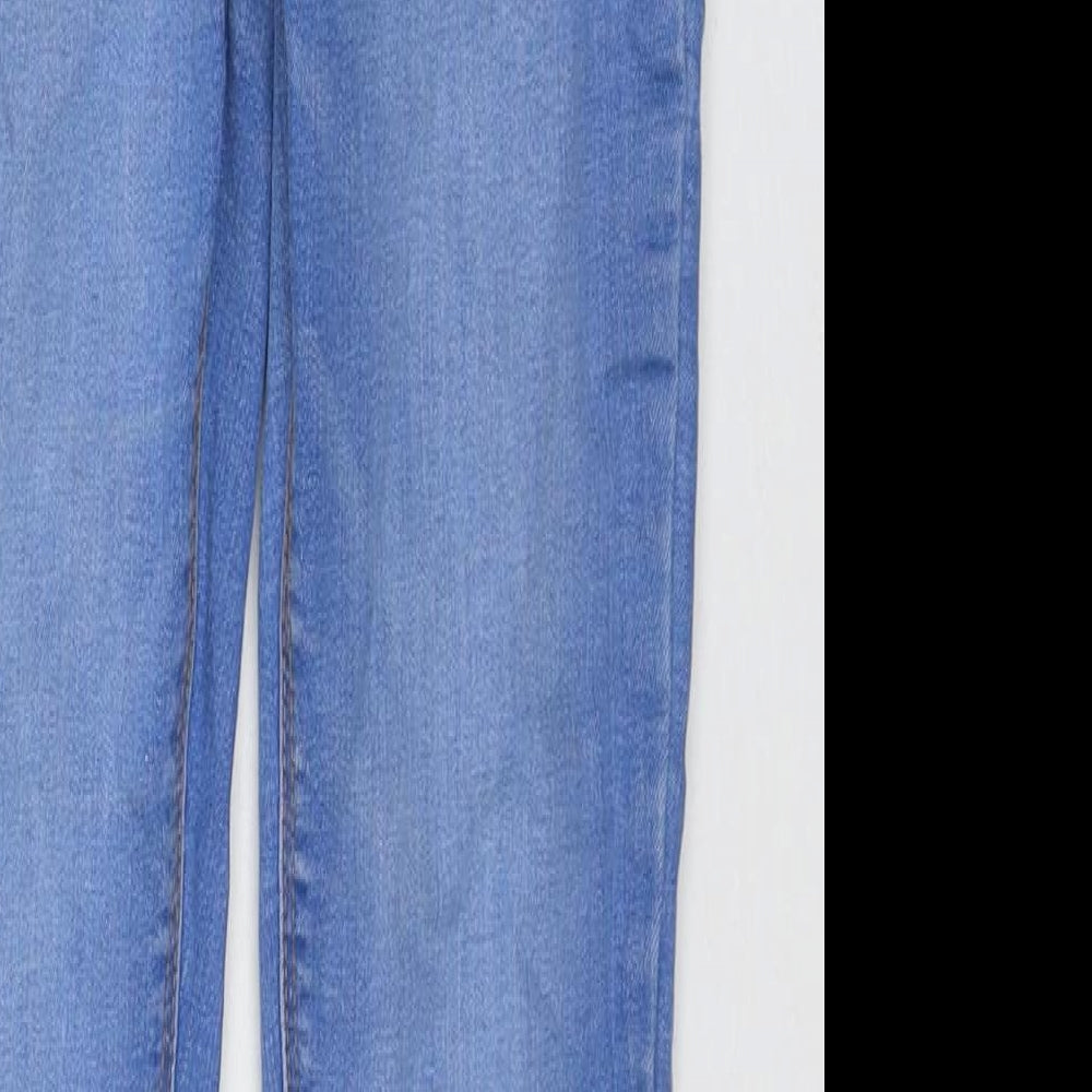 Denim & Co. Womens Blue Cotton Straight Jeans Size 10 L26 in Regular Zip