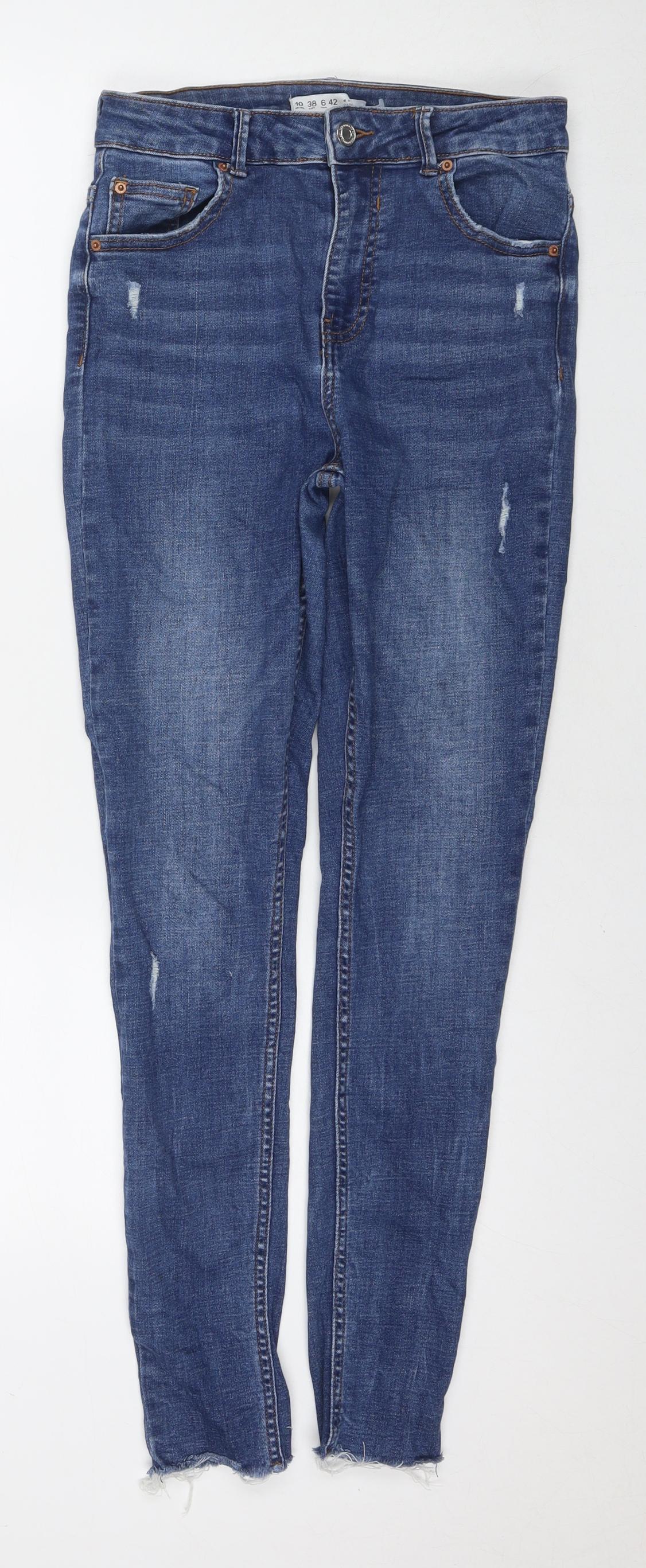 Denim & Co. Womens Blue Cotton Skinny Jeans Size 10 L29 in Regular Zip