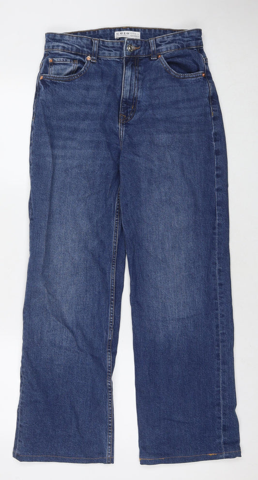 Denim & Co. Womens Blue Cotton Straight Jeans Size 12 L28 in Regular Zip