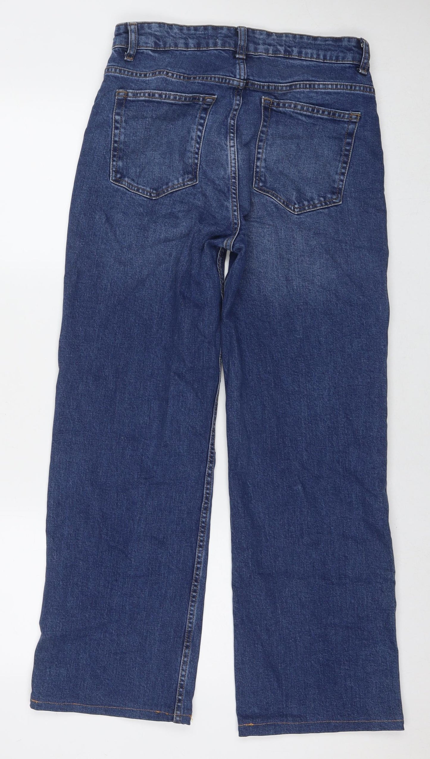 Denim & Co. Womens Blue Cotton Straight Jeans Size 12 L28 in Regular Zip