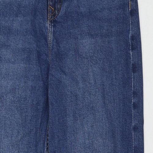 Denim & Co. Womens Blue Cotton Straight Jeans Size 12 L28 in Regular Zip