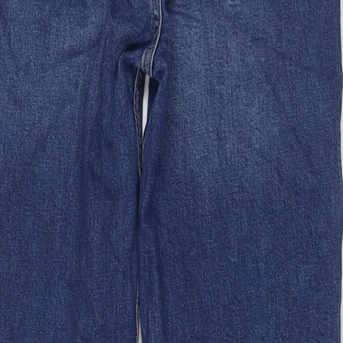 Denim & Co. Womens Blue Cotton Straight Jeans Size 12 L28 in Regular Zip