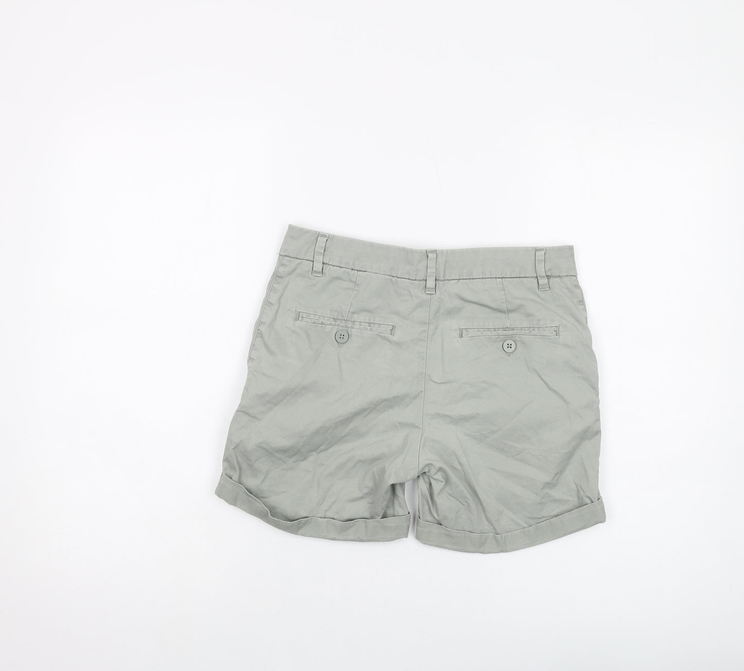 H&M Womens Green Cotton Cargo Shorts Size 6 L5 in Regular Button