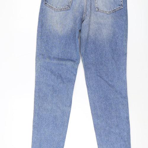 H&M Womens Blue Cotton Mom Jeans Size 10 L27 in Regular Button