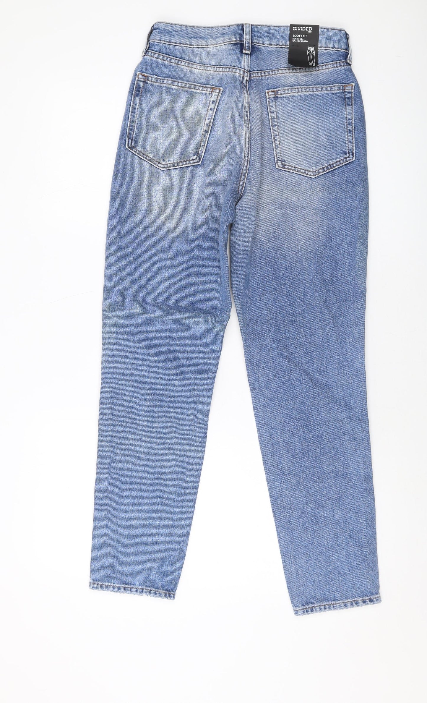 H&M Womens Blue Cotton Mom Jeans Size 10 L27 in Regular Button