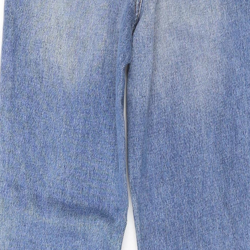 H&M Womens Blue Cotton Mom Jeans Size 10 L27 in Regular Button