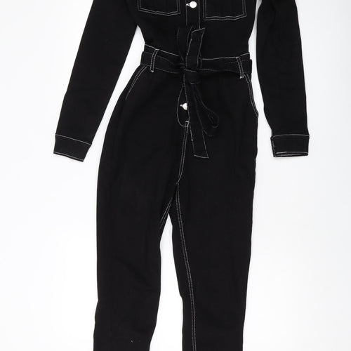 Rebellious Womens Black Cotton Jumpsuit One-Piece Size 6 L27 in Button