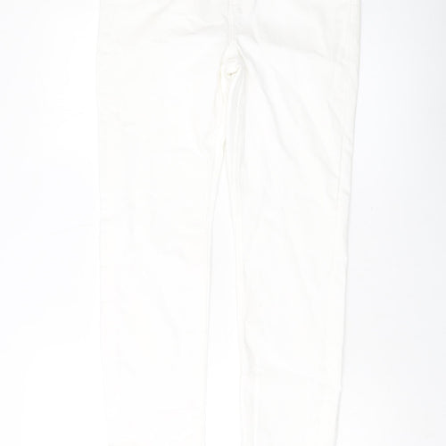 Marks and Spencer Womens Ivory Cotton Skinny Jeans Size 12 L29 in Slim Button