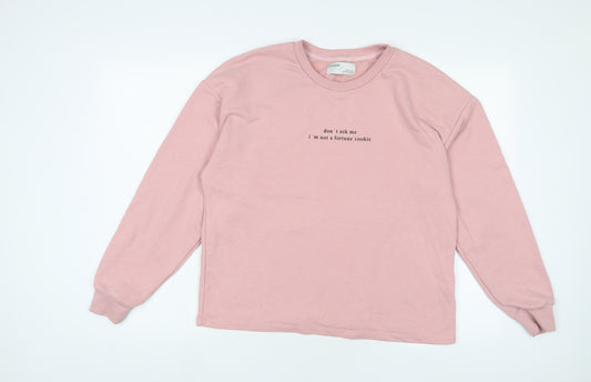 Pull&Bear Womens Pink Cotton Pullover Sweatshirt Size M Pullover