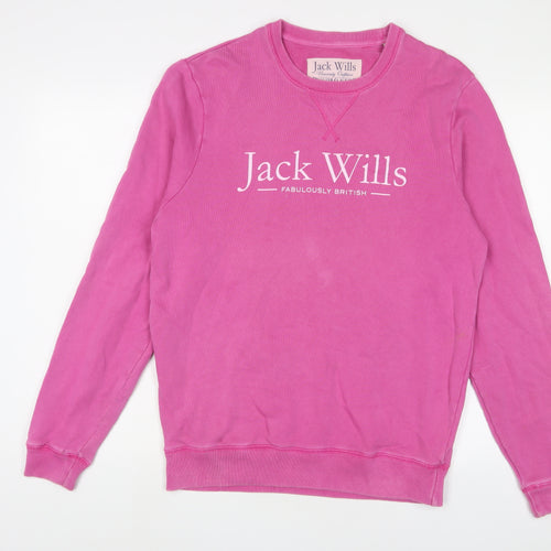 Jack Wills Womens Pink Cotton Pullover Sweatshirt Size M Pullover