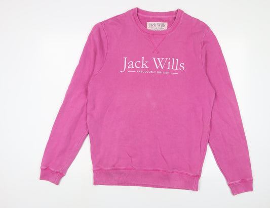 Jack Wills Womens Pink Cotton Pullover Sweatshirt Size M Pullover