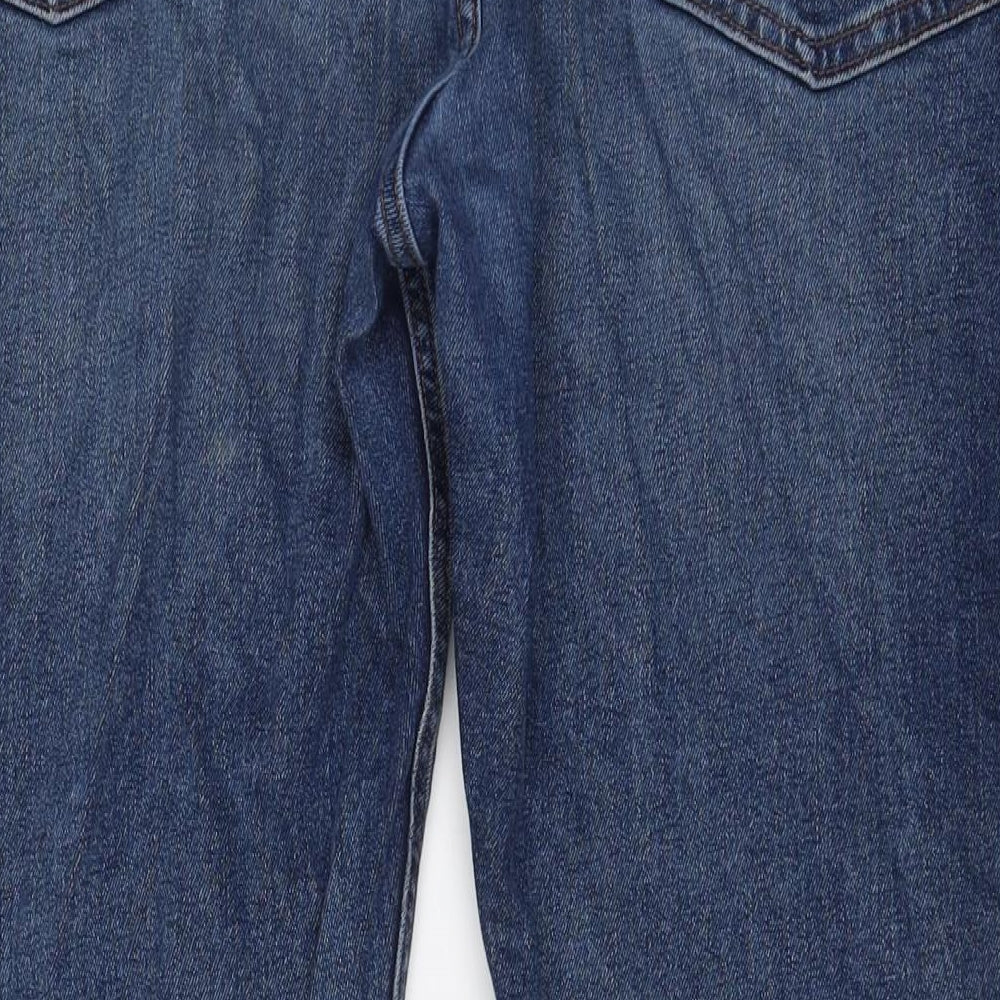 Marks and Spencer Mens Blue Cotton Straight Jeans Size 40 in L31 in Regular Zip