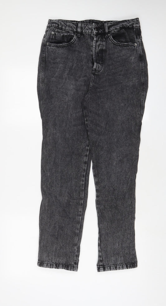 Stradivarius Womens Grey Cotton Straight Jeans Size 10 L28 in Regular Zip