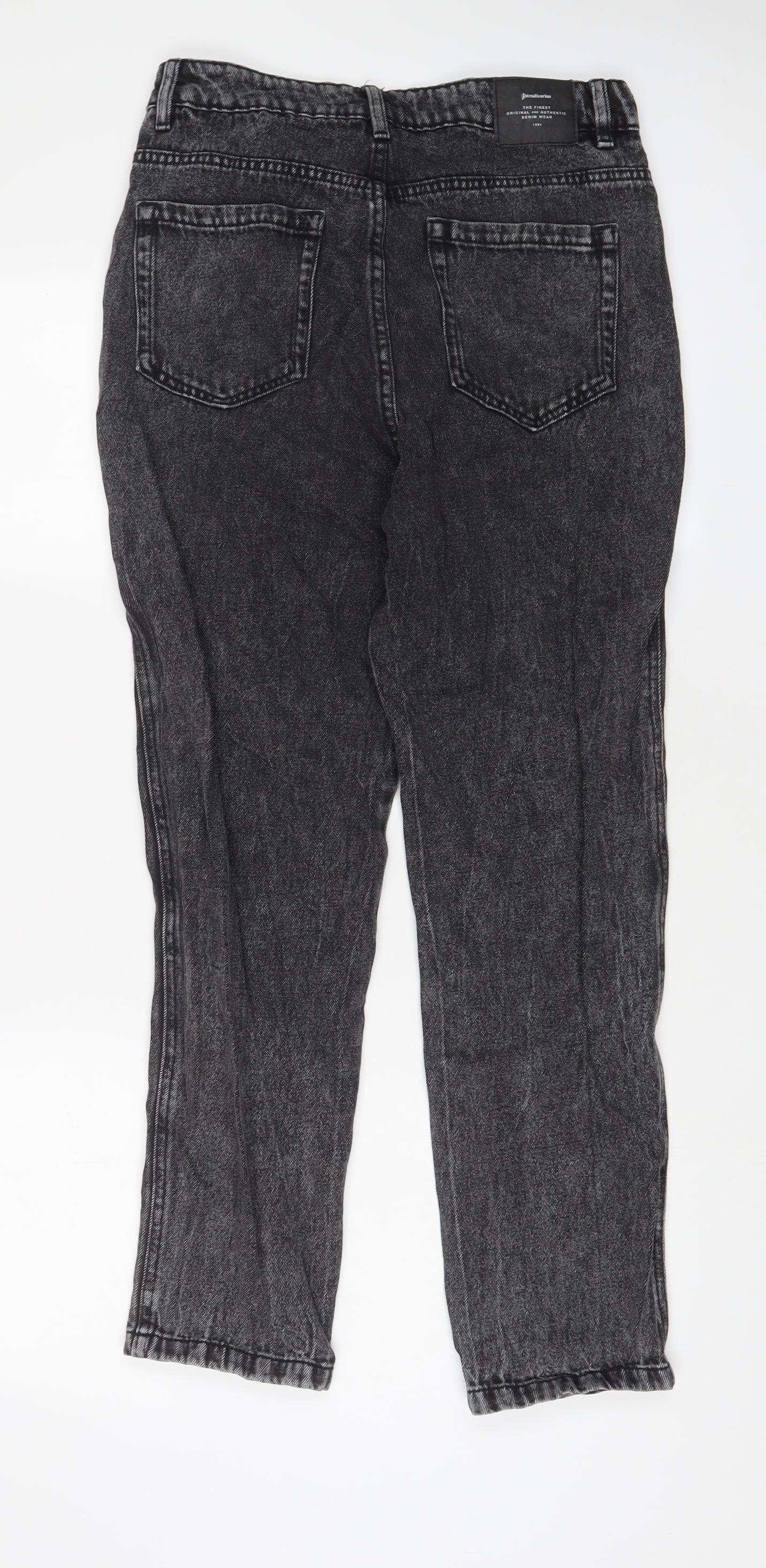 Stradivarius Womens Grey Cotton Straight Jeans Size 10 L28 in Regular Zip