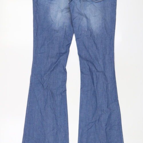 Miss Selfridge Womens Blue Cotton Flared Jeans Size 10 L33 in Regular Zip