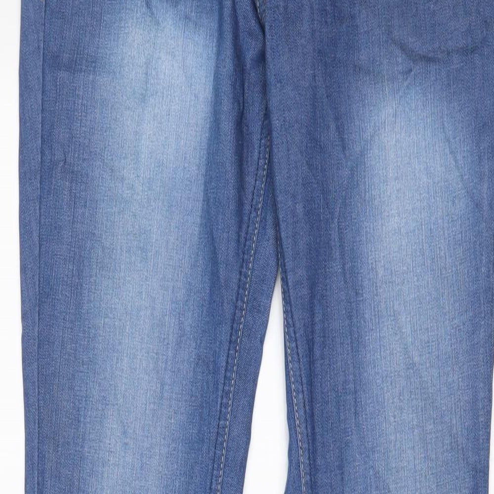 Miss Selfridge Womens Blue Cotton Flared Jeans Size 10 L33 in Regular Zip