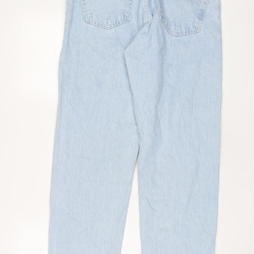 Pull&Bear Womens Blue Cotton Wide-Leg Jeans Size 10 L30 in Regular Zip