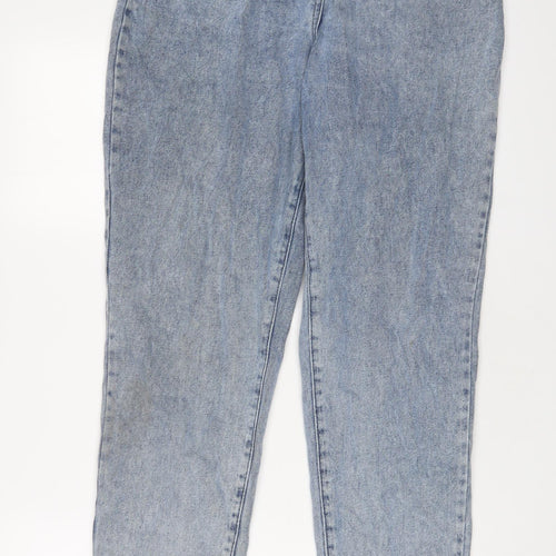 PRETTYLITTLETHING Womens Blue Cotton Straight Jeans Size 10 L29 in Regular Zip