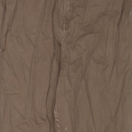 H&M Womens Brown Cotton Straight Jeans Size 12 L29 in Regular Zip