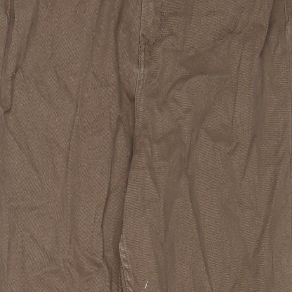 H&M Womens Brown Cotton Straight Jeans Size 12 L29 in Regular Zip