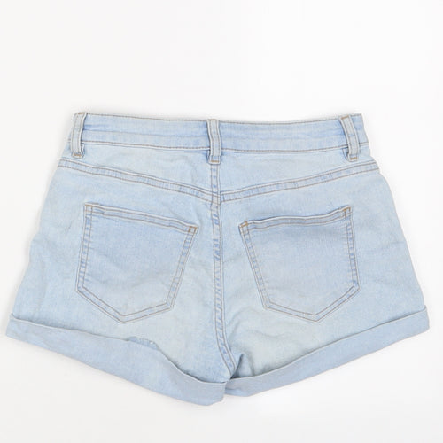 H&M Womens Blue Cotton Basic Shorts Size 6 Regular Zip