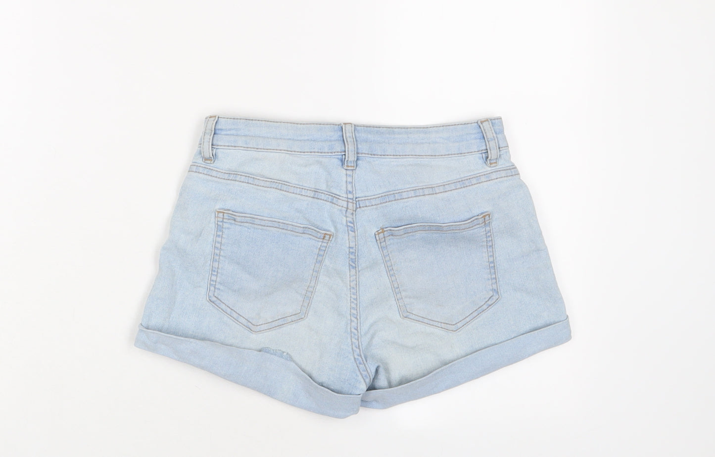 H&M Womens Blue Cotton Basic Shorts Size 6 Regular Zip