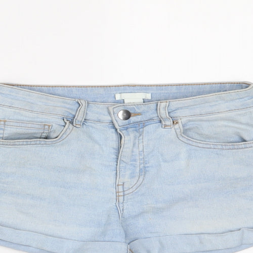 H&M Womens Blue Cotton Basic Shorts Size 6 Regular Zip