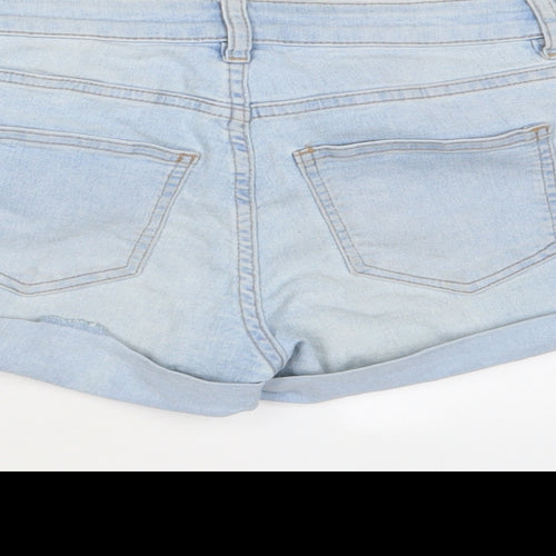 H&M Womens Blue Cotton Basic Shorts Size 6 Regular Zip