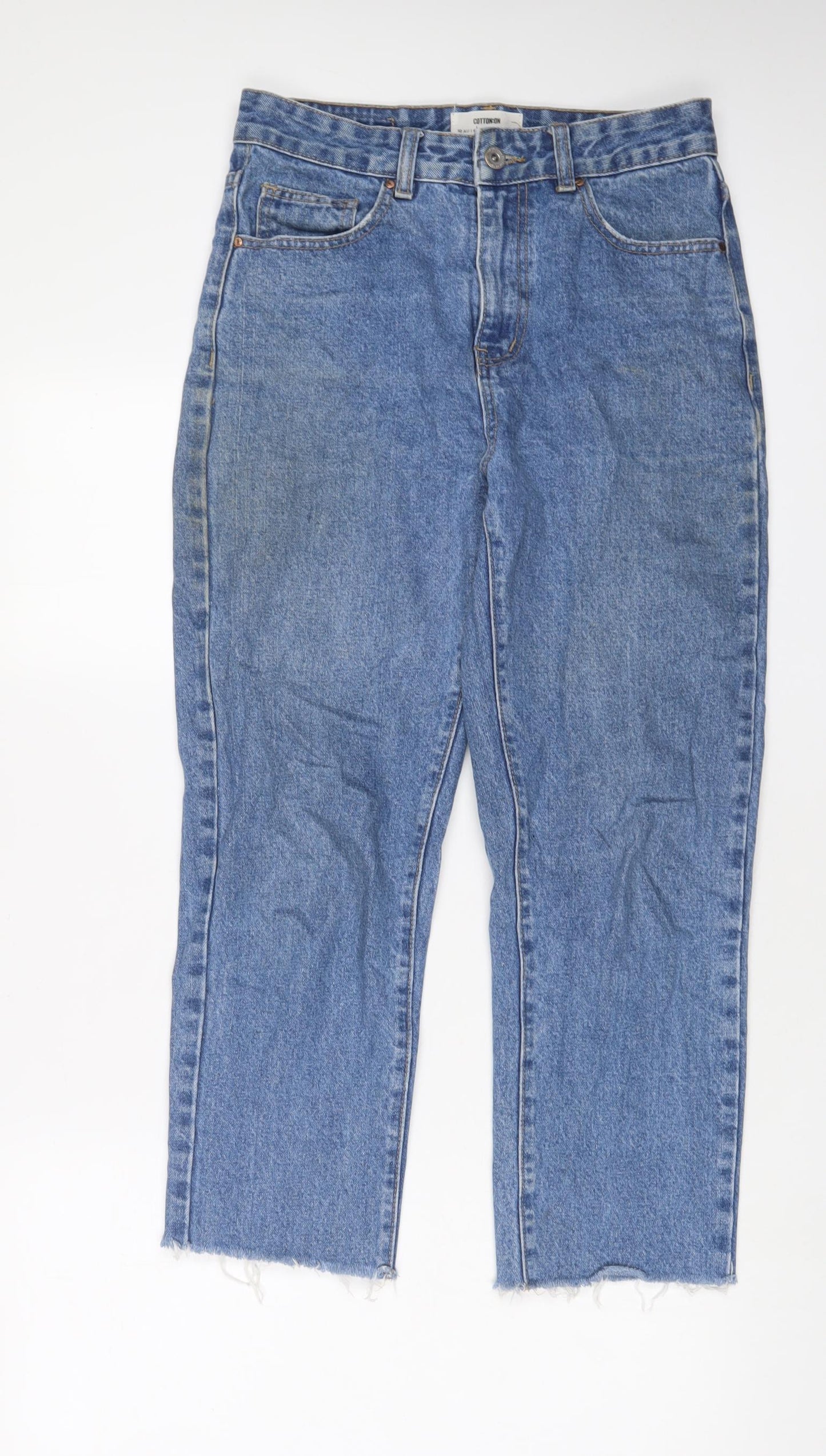 Cotton On Womens Blue Cotton Straight Jeans Size 10 L25 in Regular Zip