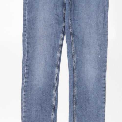 NEXT Womens Blue Cotton Straight Jeans Size 10 L30 in Slim Zip