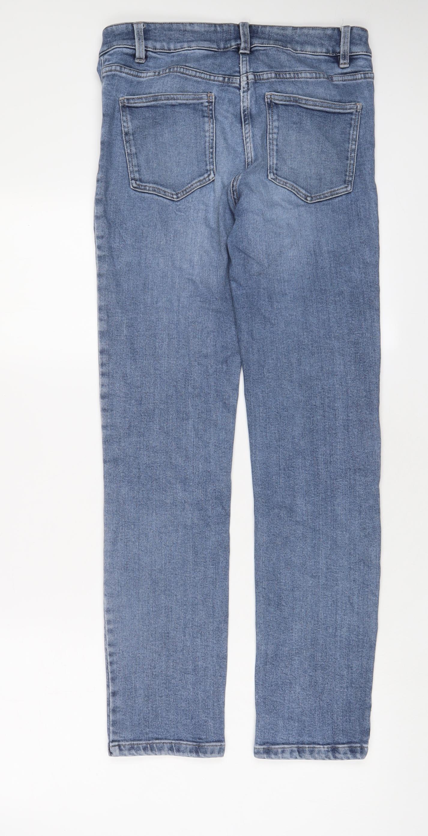 NEXT Womens Blue Cotton Straight Jeans Size 10 L30 in Slim Zip