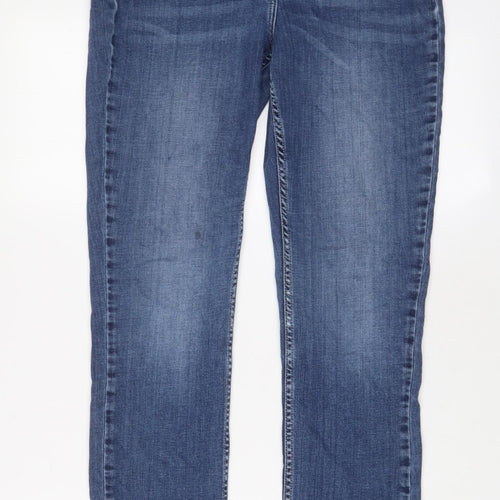 RJR.John Rocha Womens Blue Cotton Straight Jeans Size 10 L29 in Regular Zip