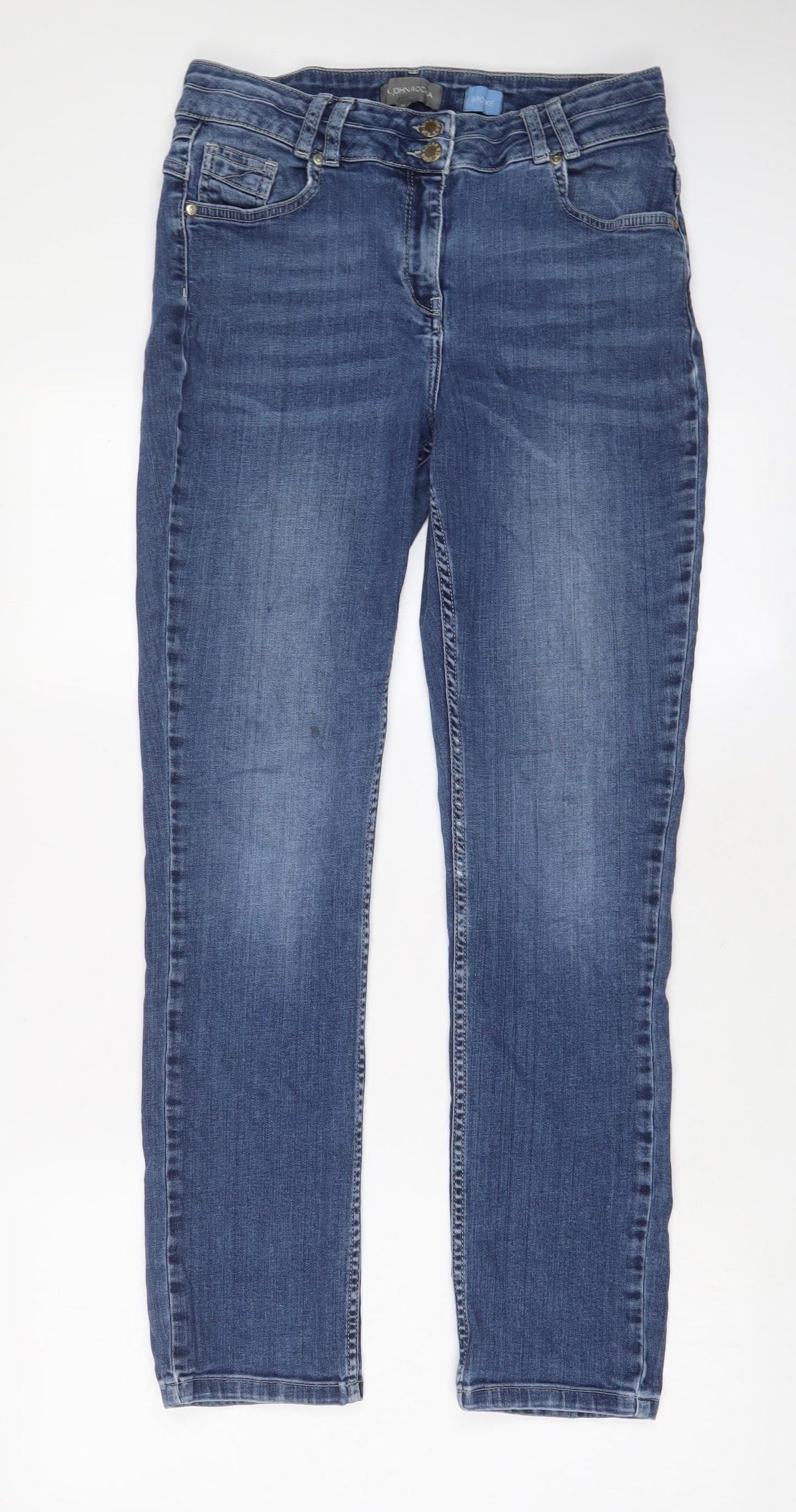 RJR.John Rocha Womens Blue Cotton Straight Jeans Size 10 L29 in Regular Zip