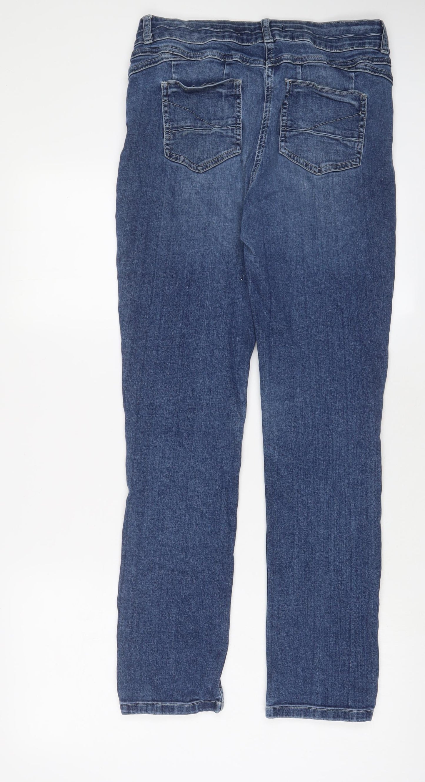 RJR.John Rocha Womens Blue Cotton Straight Jeans Size 10 L29 in Regular Zip