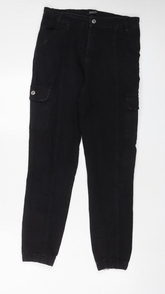 Denim wise Womens Black Cotton Tapered Jeans Size 10 L30 in Regular Zip