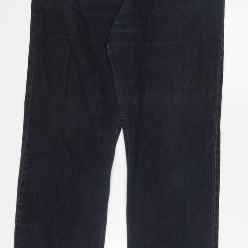 Blue Harbour Mens Blue Cotton Straight Jeans Size 40 in L33 in Regular Zip - Long Leg