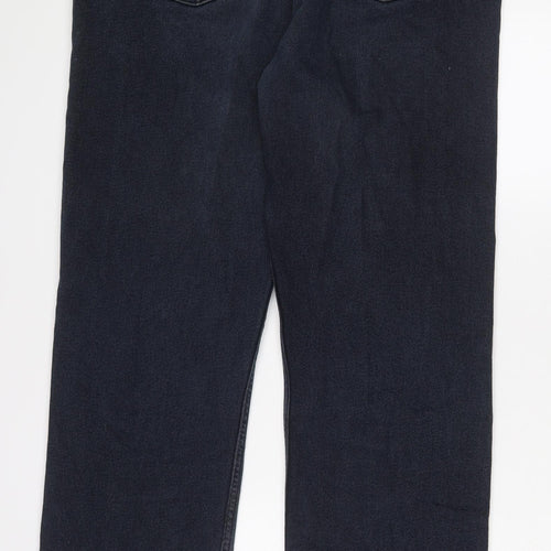 Blue Harbour Mens Blue Cotton Straight Jeans Size 40 in L33 in Regular Zip - Long Leg