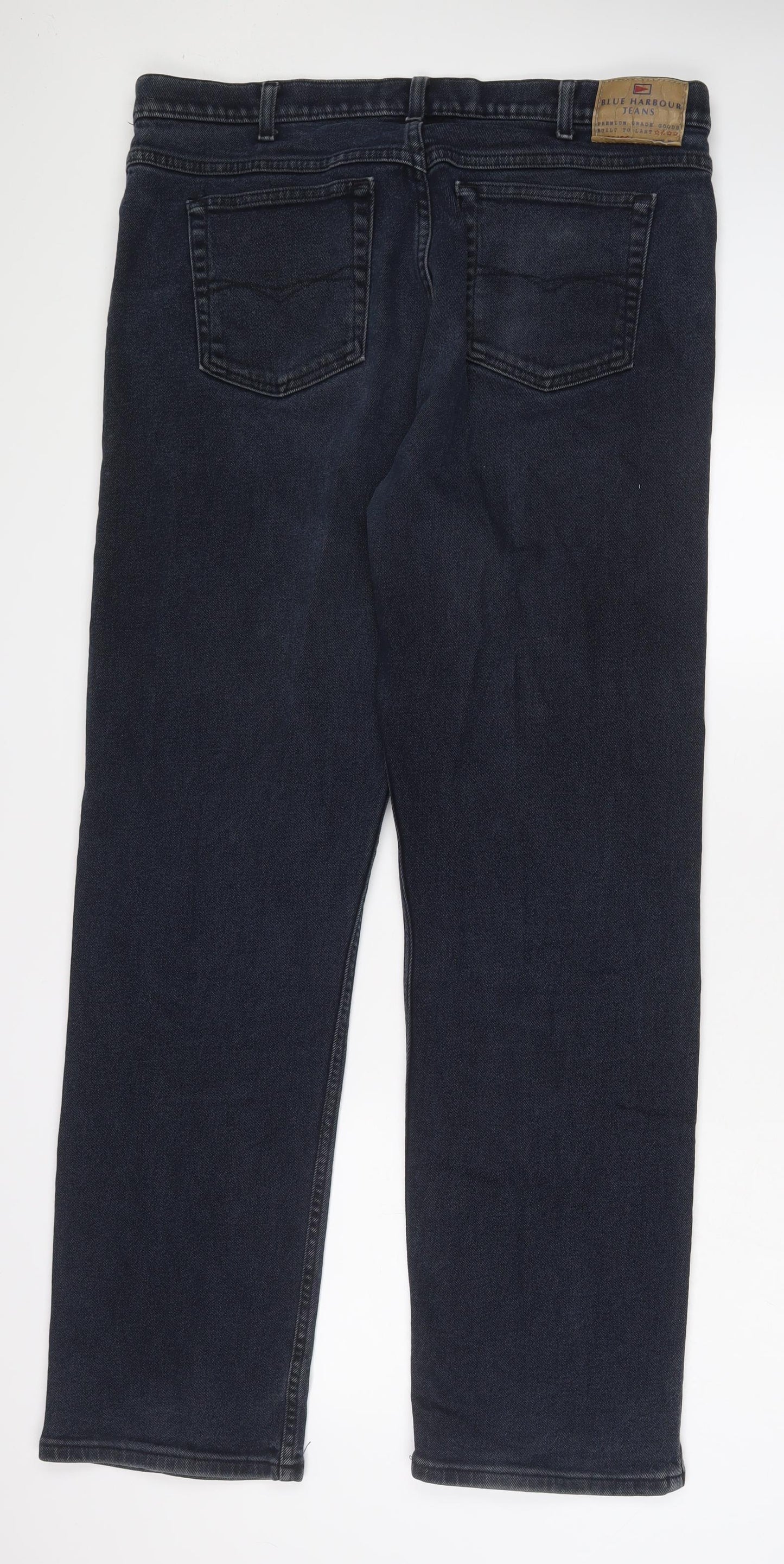 Blue Harbour Mens Blue Cotton Straight Jeans Size 40 in L33 in Regular Zip - Long Leg