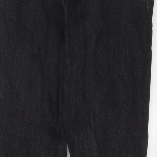 River Island Womens Black Cotton Straight Jeans Size 12 L28 in Regular Zip - Embroidered