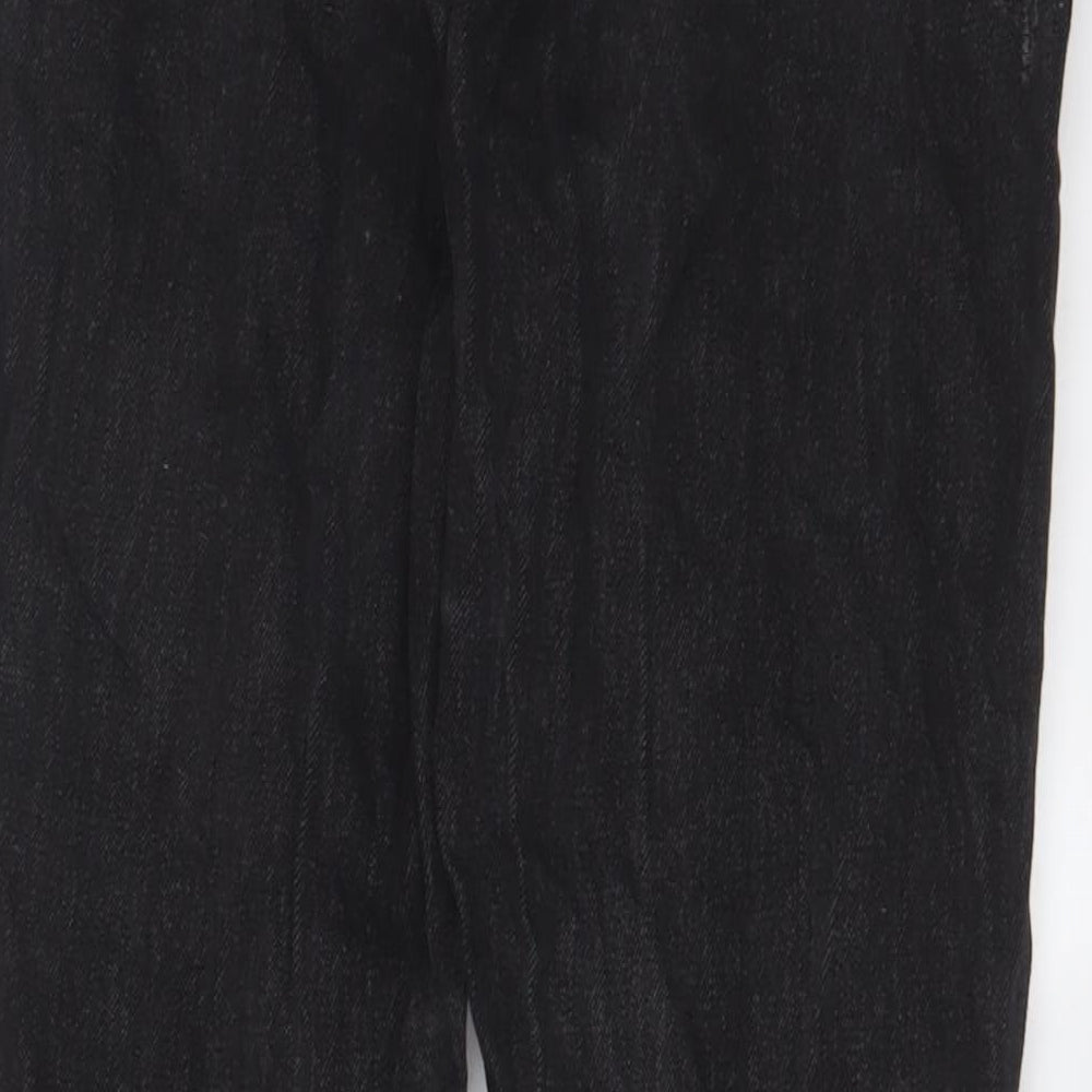 River Island Womens Black Cotton Straight Jeans Size 12 L28 in Regular Zip - Embroidered