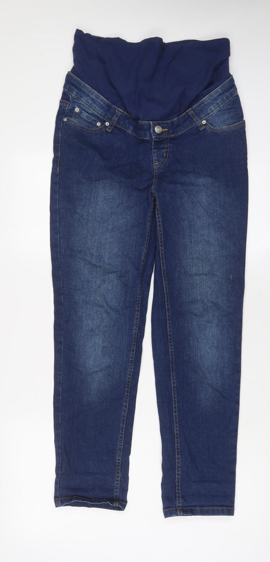 River Island Womens Blue Cotton Straight Jeans Size 10 L28 in Regular Zip