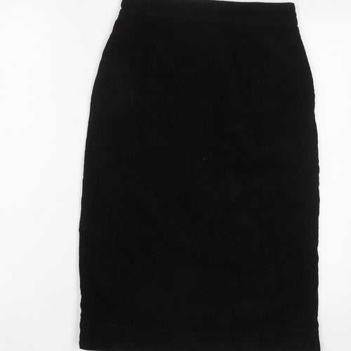 Denim & Co. Womens Black Cotton A-Line Skirt Size 8 Button