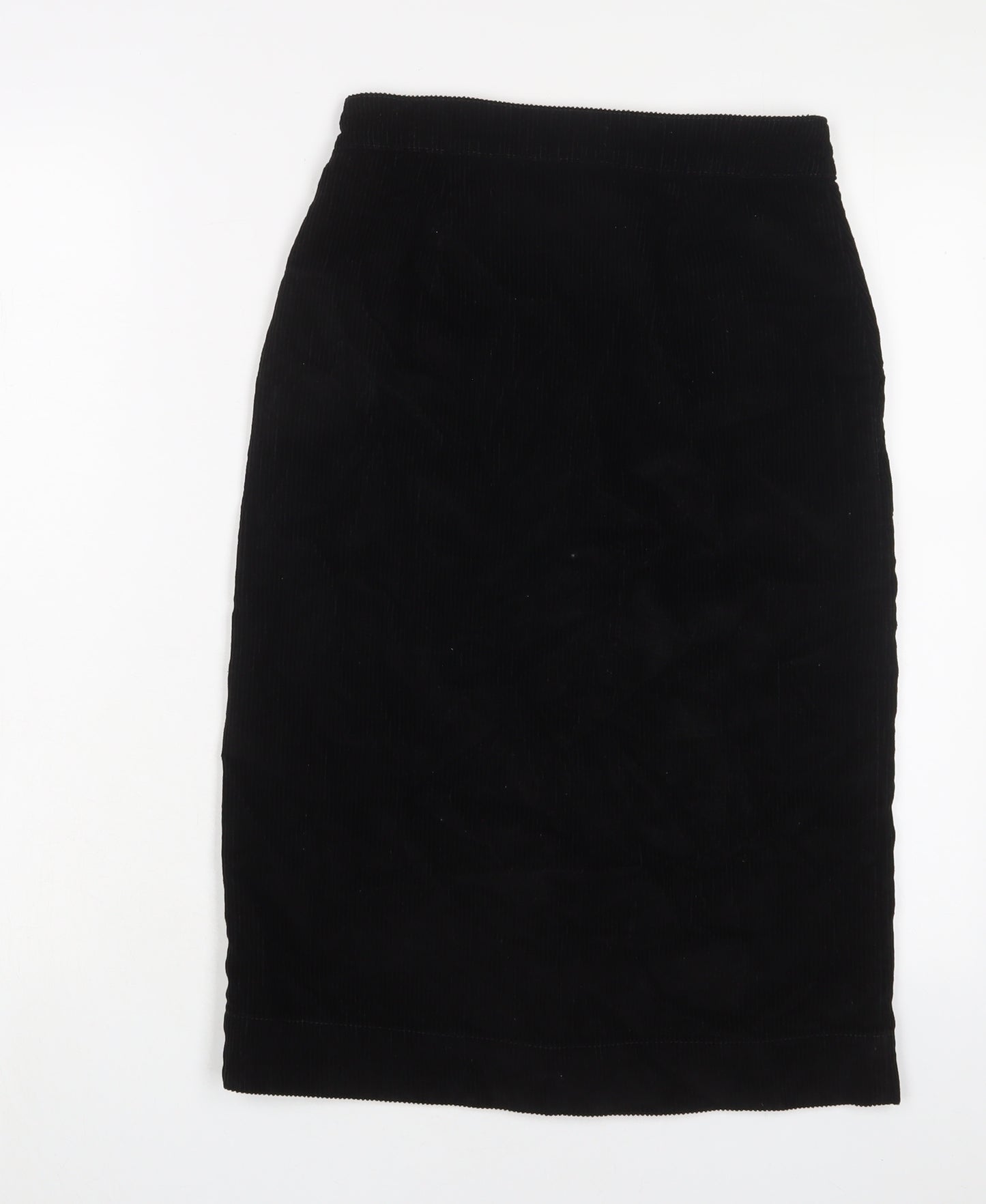 Denim & Co. Womens Black Cotton A-Line Skirt Size 8 Button