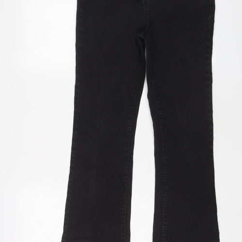 Bonmarché Womens Black Cotton Bootcut Jeans Size 12 L27 in Regular Zip