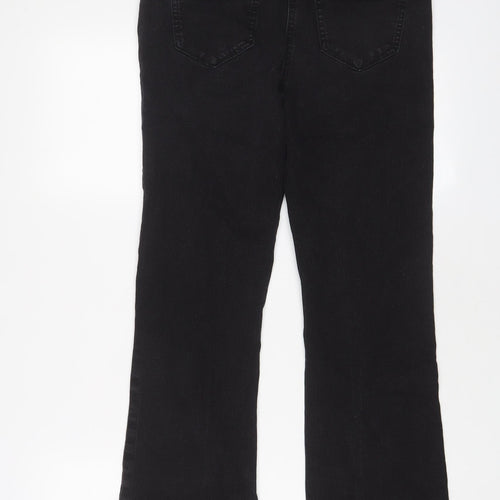 Bonmarché Womens Black Cotton Bootcut Jeans Size 12 L27 in Regular Zip