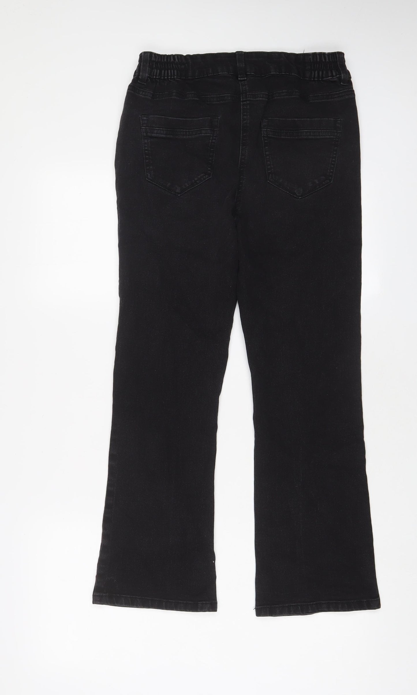 Bonmarché Womens Black Cotton Bootcut Jeans Size 12 L27 in Regular Zip