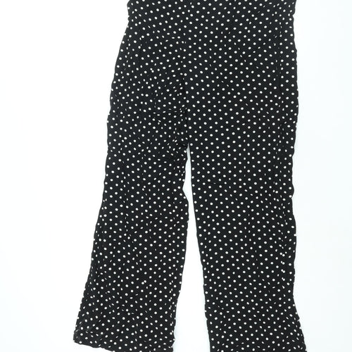 Wallis Womens Black Polka Dot Viscose Trousers Size 12 L31 in Regular