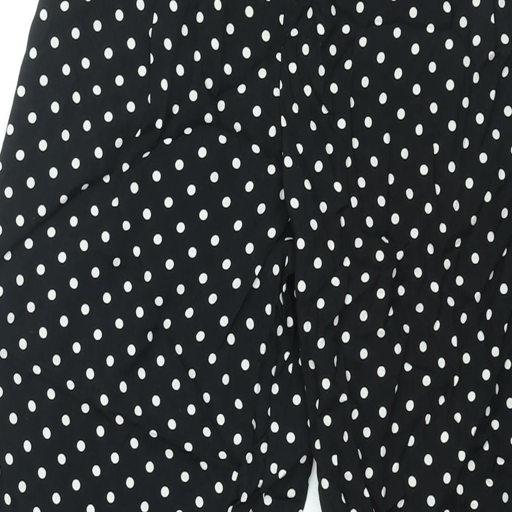 Wallis Womens Black Polka Dot Viscose Trousers Size 12 L31 in Regular