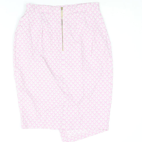 Closet Womens Pink Geometric Cotton Straight & Pencil Skirt Size 8 Zip