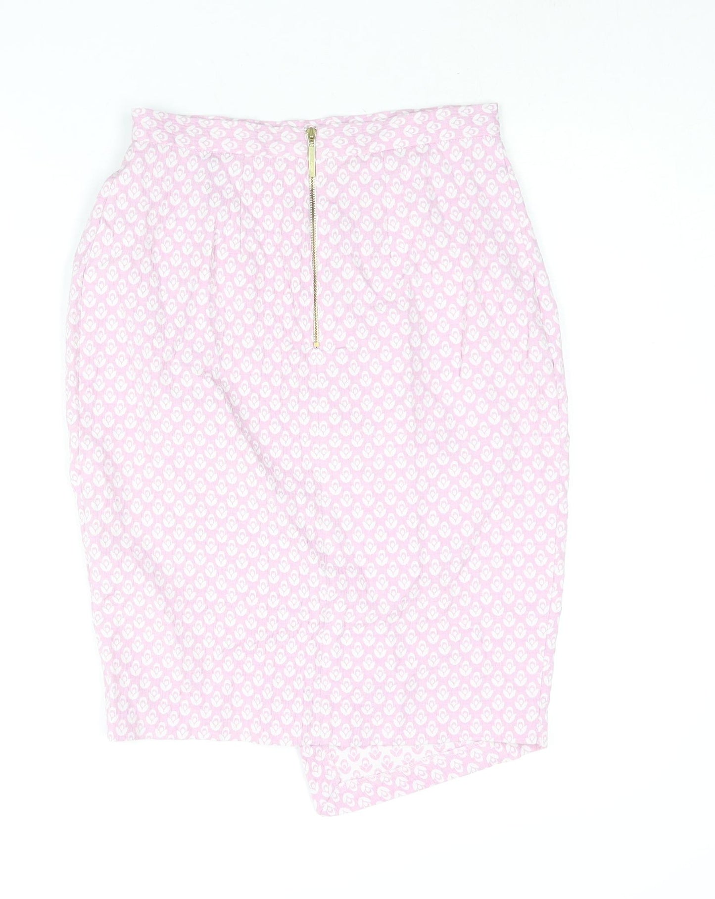 Closet Womens Pink Geometric Cotton Straight & Pencil Skirt Size 8 Zip